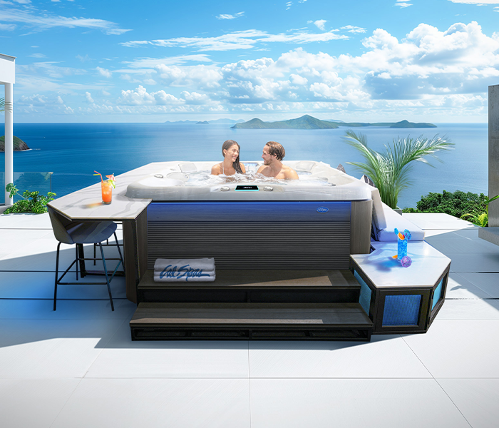 Calspas hot tub being used in a family setting - Hoboke